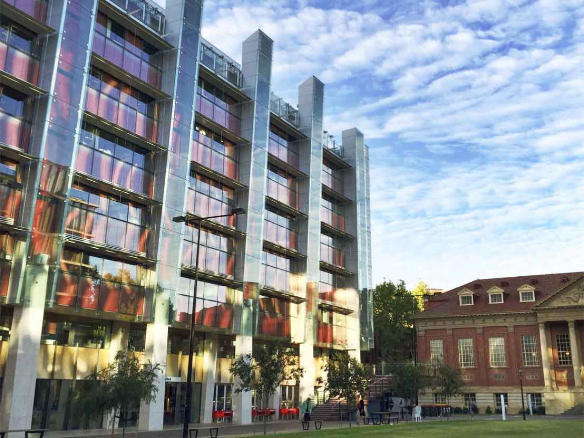 University buildings and the Maths Lawn