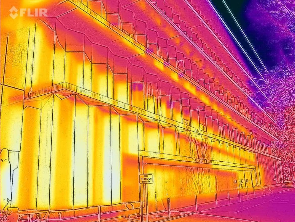 Thermal image of Braggs Building, next to Benham. Image: Elham Sanagar Darbani.