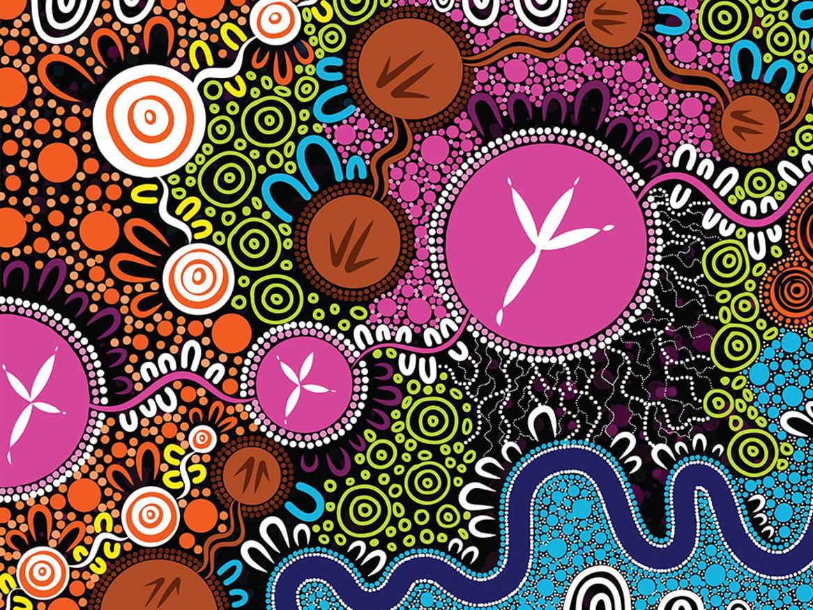 Aboriginal artwork "Journey" by Kaurna, Ngarrindjeri, Narungga, and Wirangu artist Gabriel Stengle