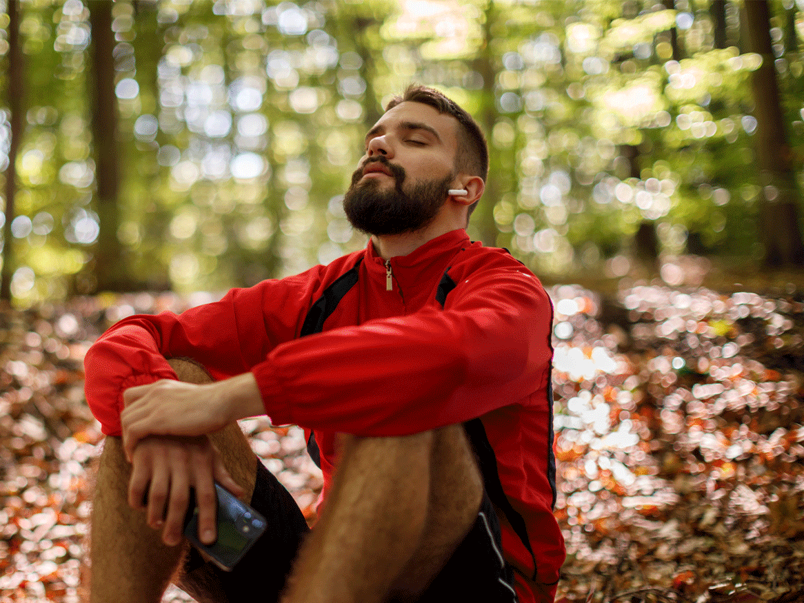 male meditation in nature