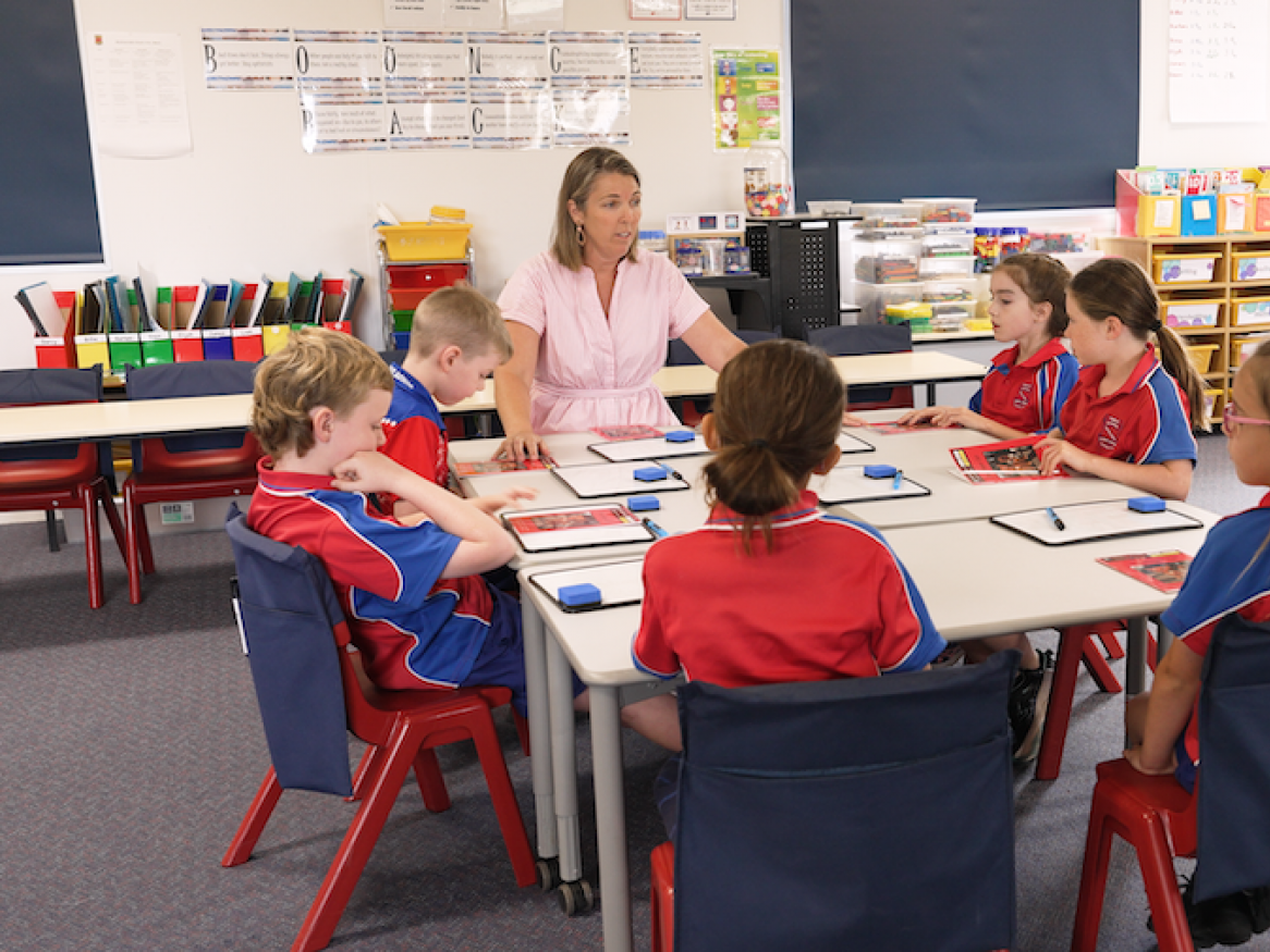 Teacher with group of students